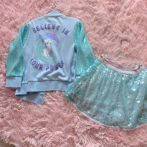frozen zip up jacket and skirt